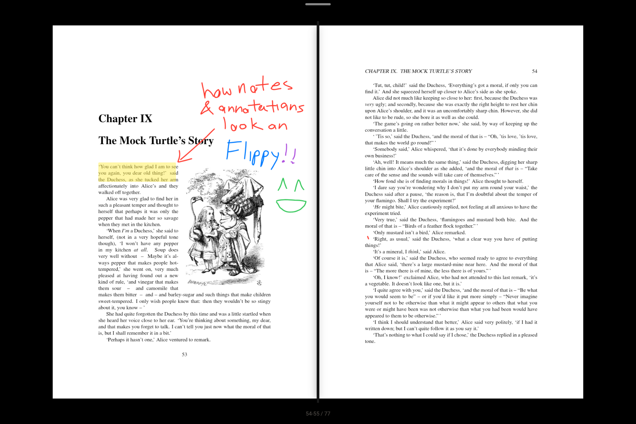 Highlights and annotations on a PDF page
