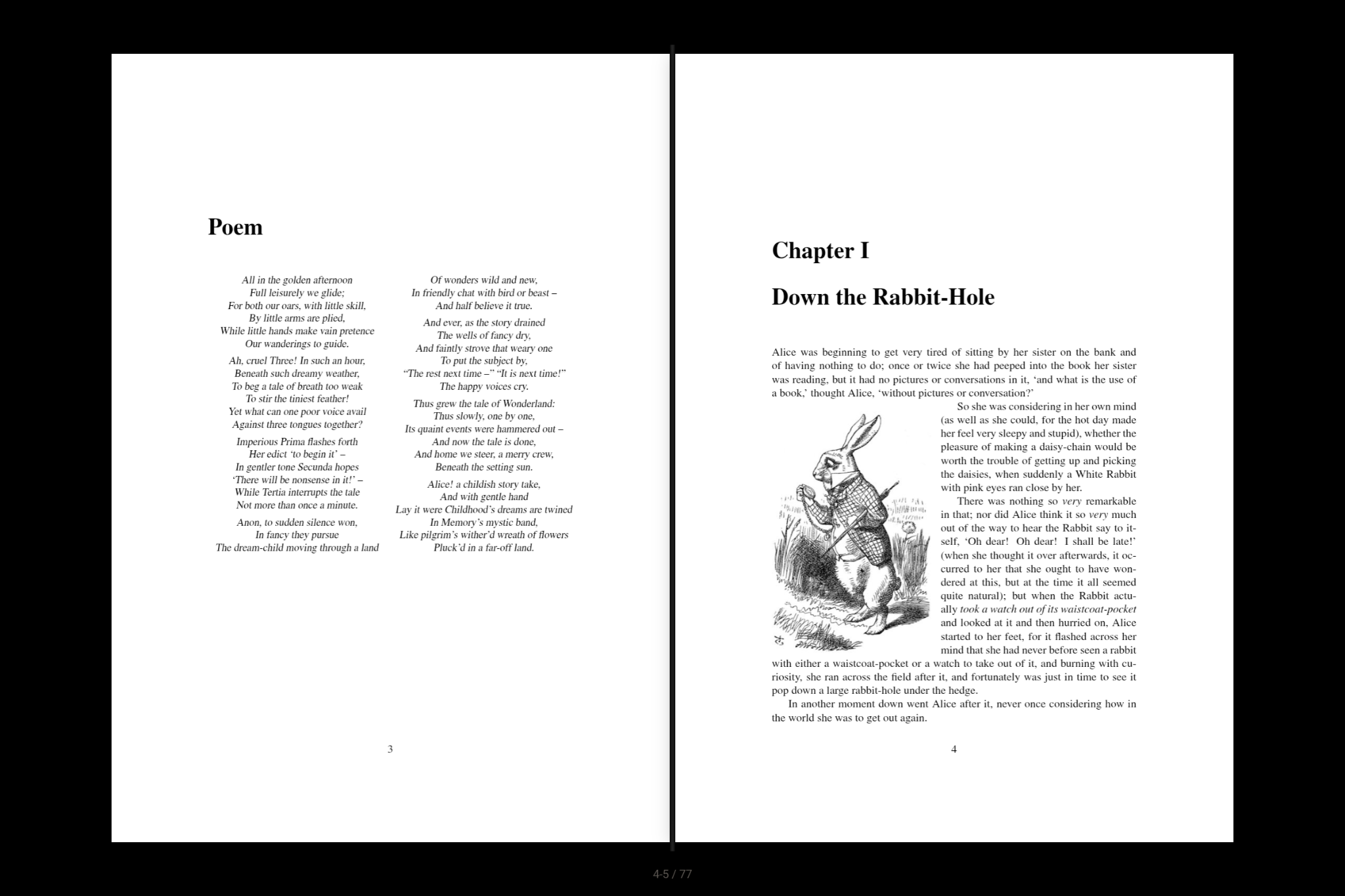 Two-page book mode on tablet