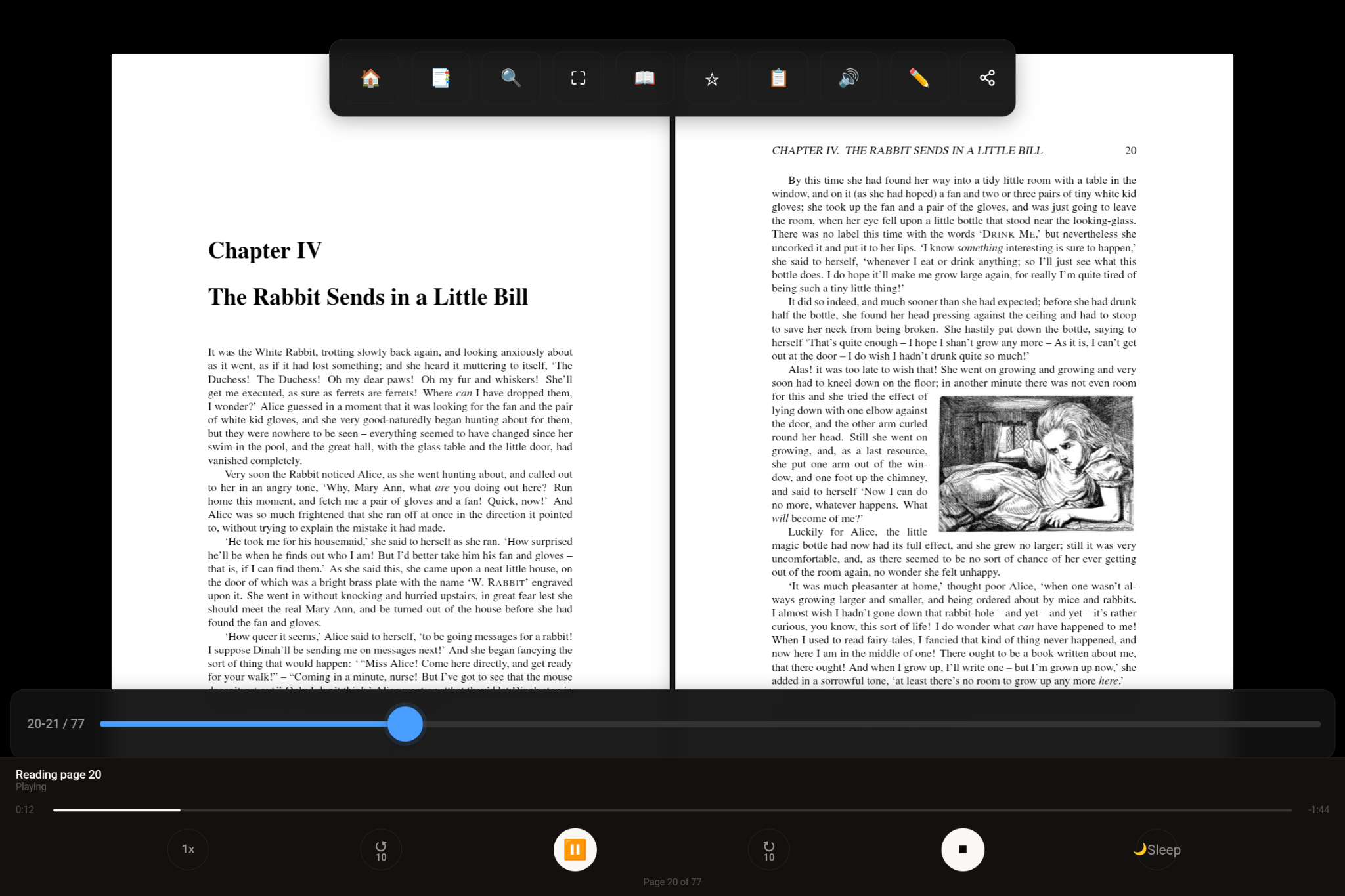 AI Read-Aloud player with sleep timer